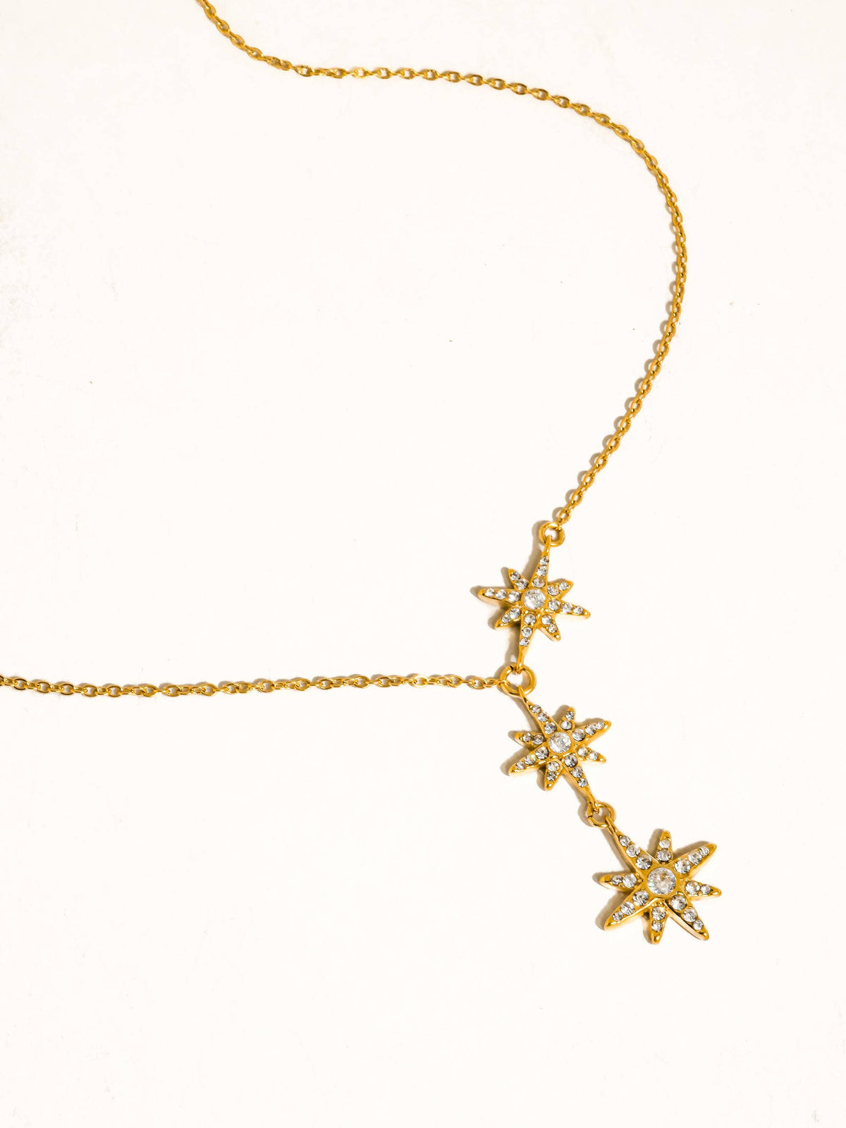Non-Tarnish CZ Starburst Drop Necklace