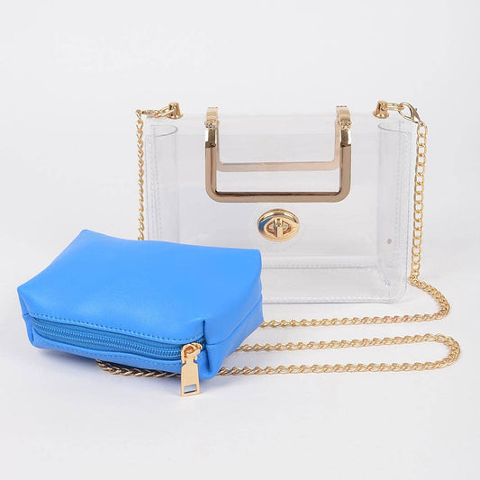 Transparent Metal Handle Bag W/ Pouch