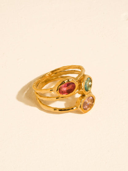 Beaufay 18K Gold Non-Tarnish Vintage Gemstone Ring