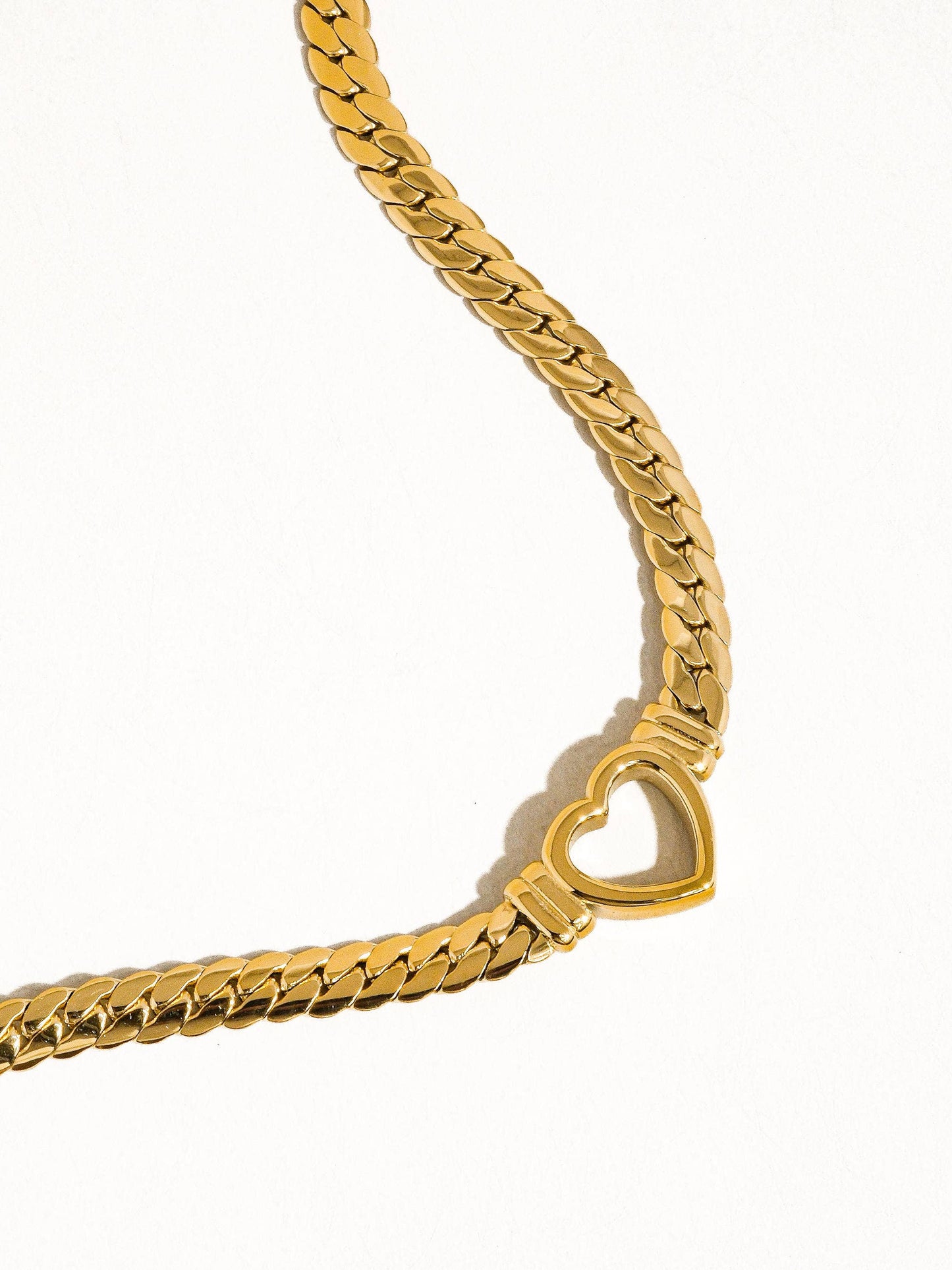 Non-Tarnish Heart Snake Chain Necklace