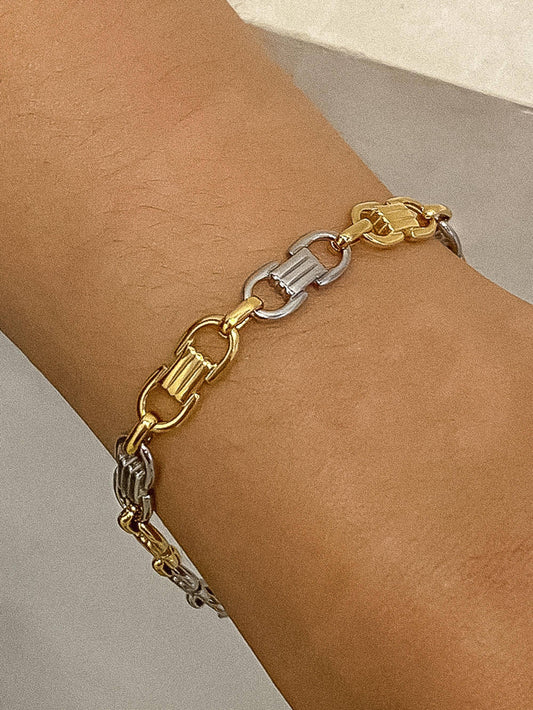 Calliope 18K Non-Tarnish Silver Gold Chain Bracelet