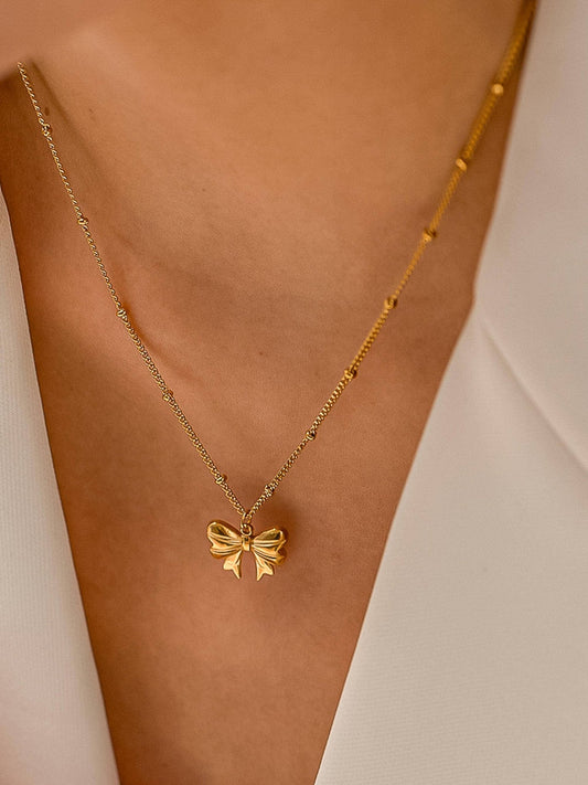 18K Waterproof Bow Necklace