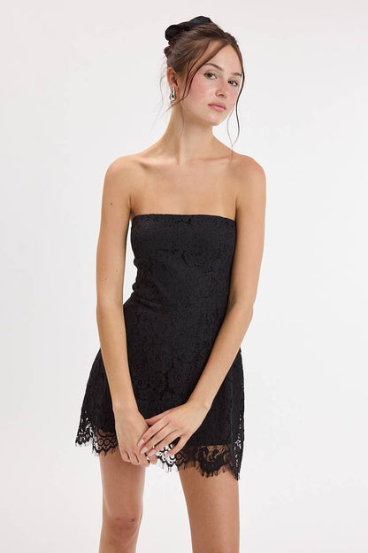 Embroidered Tube Mini Dress