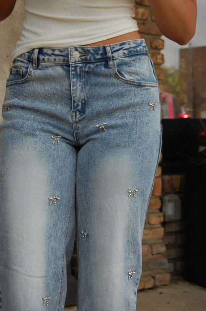Bow Embellished Jeans