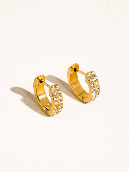 Non-Tarnish CZ Pave Huggie Earrings