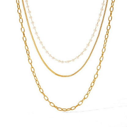 Non Tarnish Pearl Layer Necklace