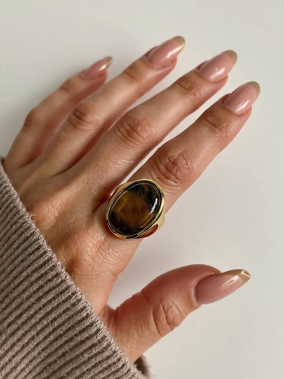 Lula 18K Gold Vintage Natural Stone Statement Ring