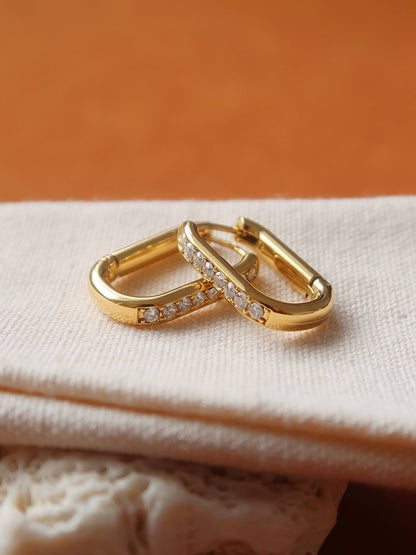 Non-Tarnish CZ Oval Huggies