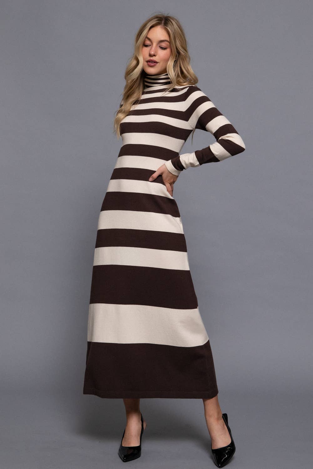 Long Sleeve Stripe Maxi Dress