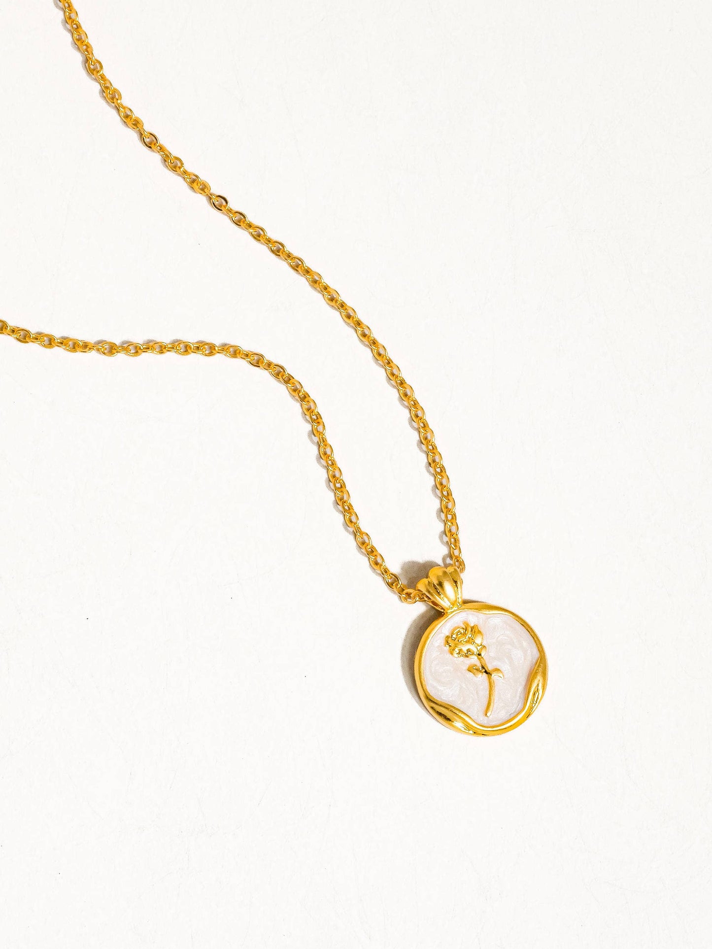 Mallory 18K Gold Rose Coin Pendant Necklace