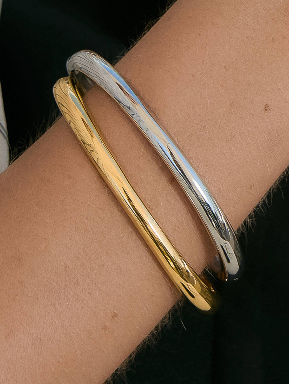 Mathieu 18K Gold Non-Tarnish Sculptural Bangle Bracelet