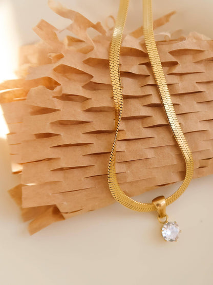 Blanc Non-Tarnish CZ Snake Chain Necklace