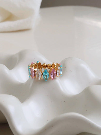 Briony 18K Gold Non-Tarnish Multi-Gemstone Eternity Ring