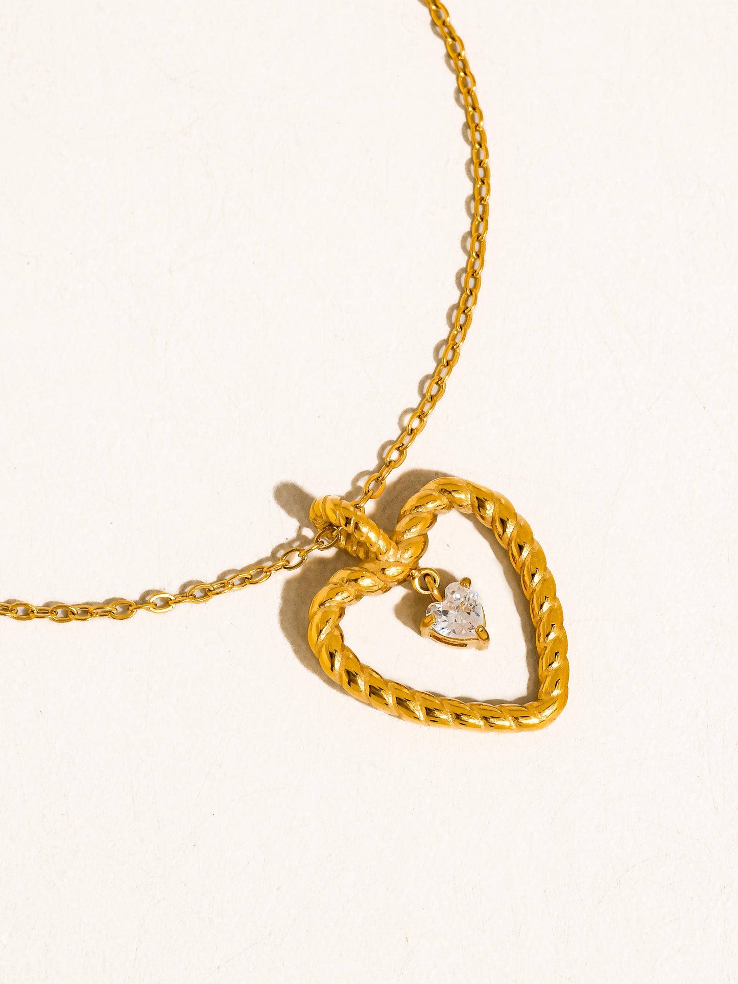 Freya Non-Tarnish CZ Heart Drop Necklace