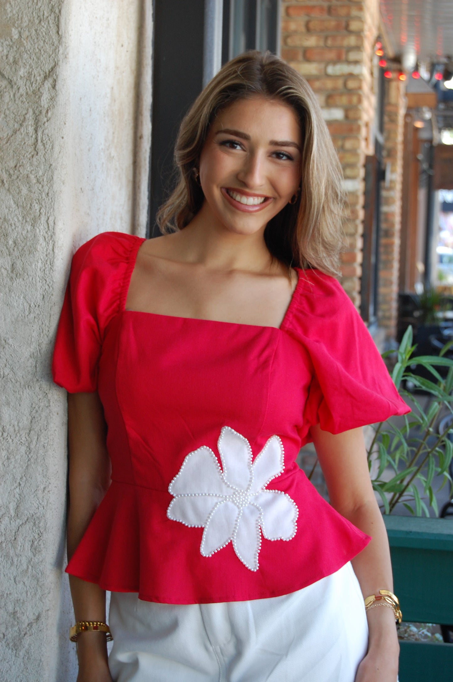 Pearl Floral Peplum Top