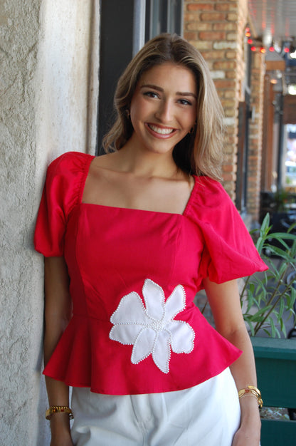 Pearl Floral Peplum Top