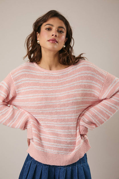 Boat Neck Stripe Sweater
