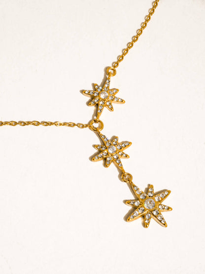 Non-Tarnish CZ Starburst Drop Necklace