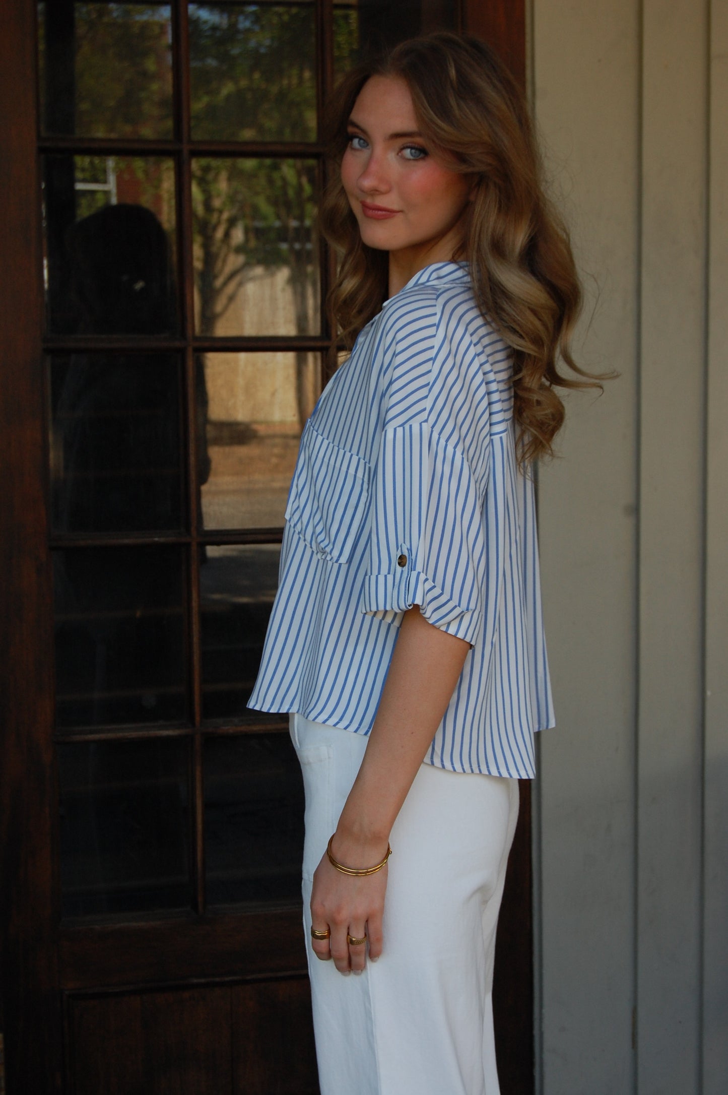 V-Neck Stripe Top
