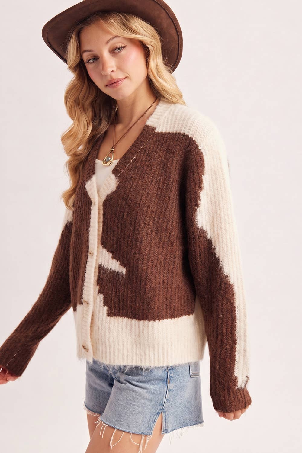 Cowhide Fuzzy Cardigan