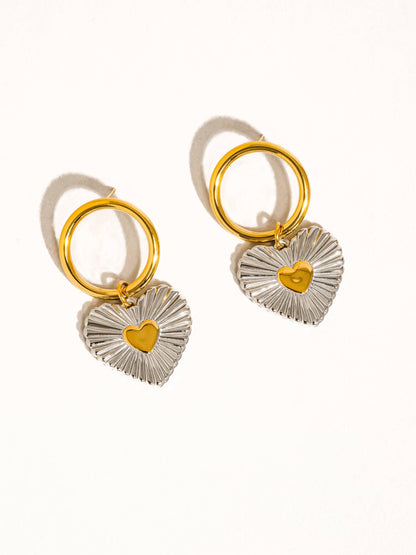 Annette Non-Tarnish Two Tone Heart Earring