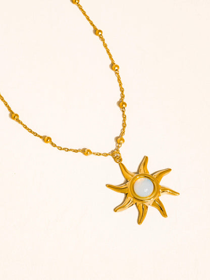 Non-Tarnish Sun Pendant Necklace