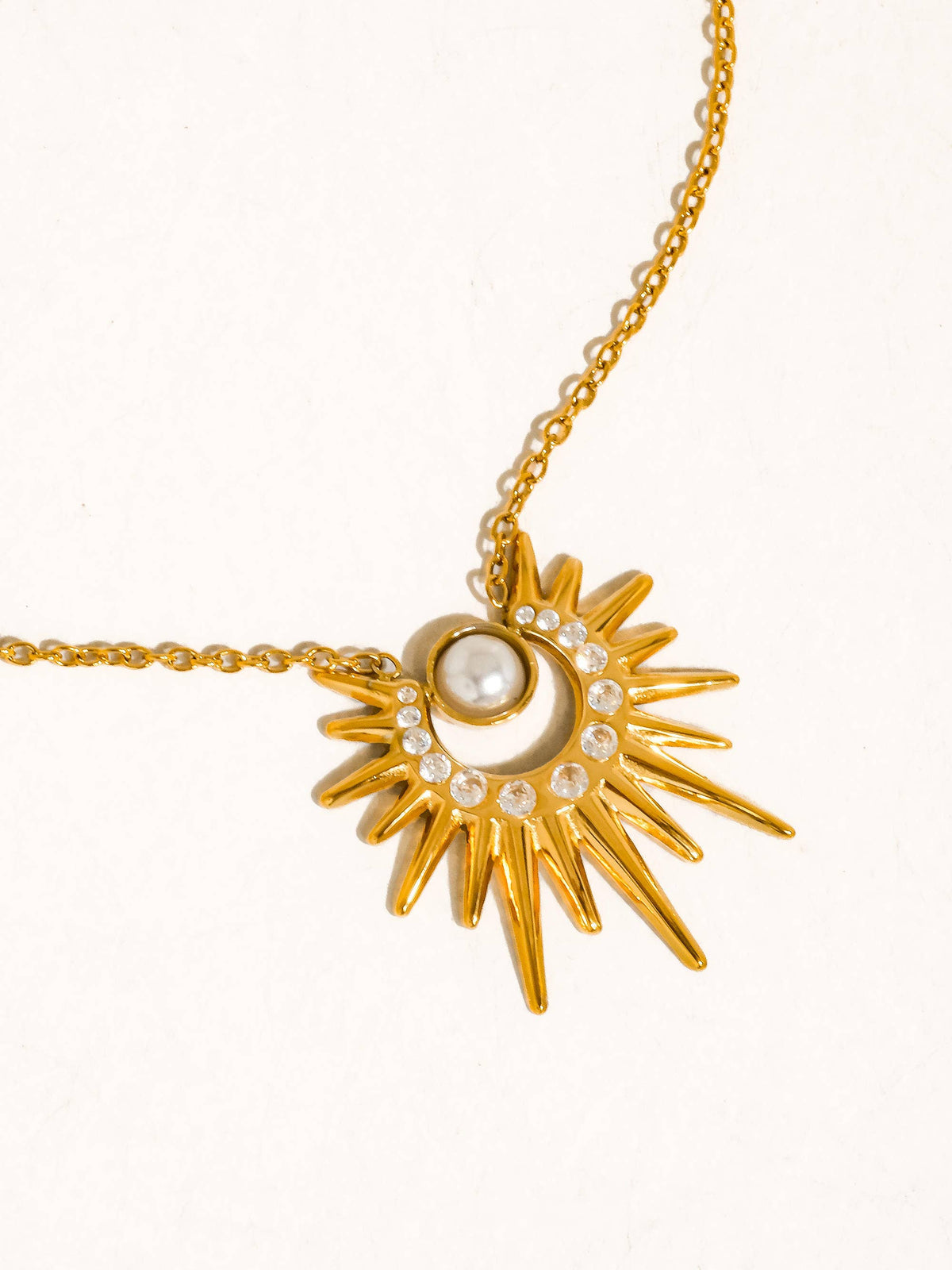 Non-Tarnish Pearl Sunburst Necklace