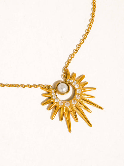 Non-Tarnish Pearl Sunburst Necklace