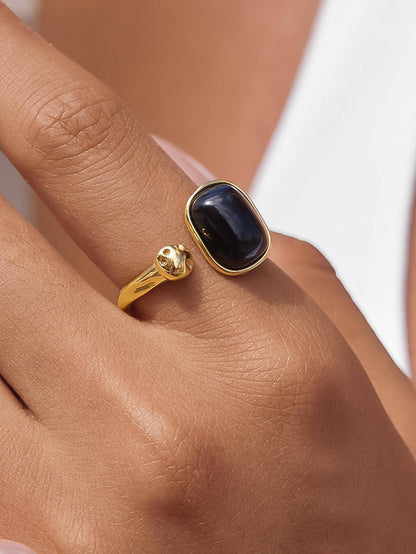 Estrella 18K Gold Non-Tarnish Black Stone Ring