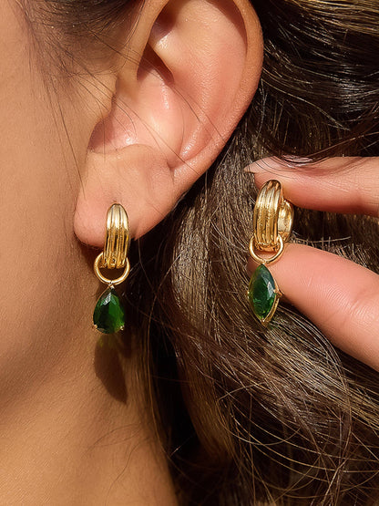 Non-Tarnish Teardrop CZ Mismatch Earrings