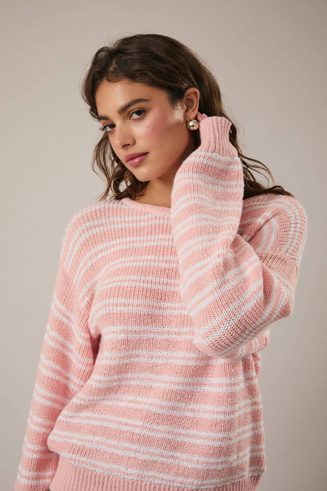 Boat Neck Stripe Sweater