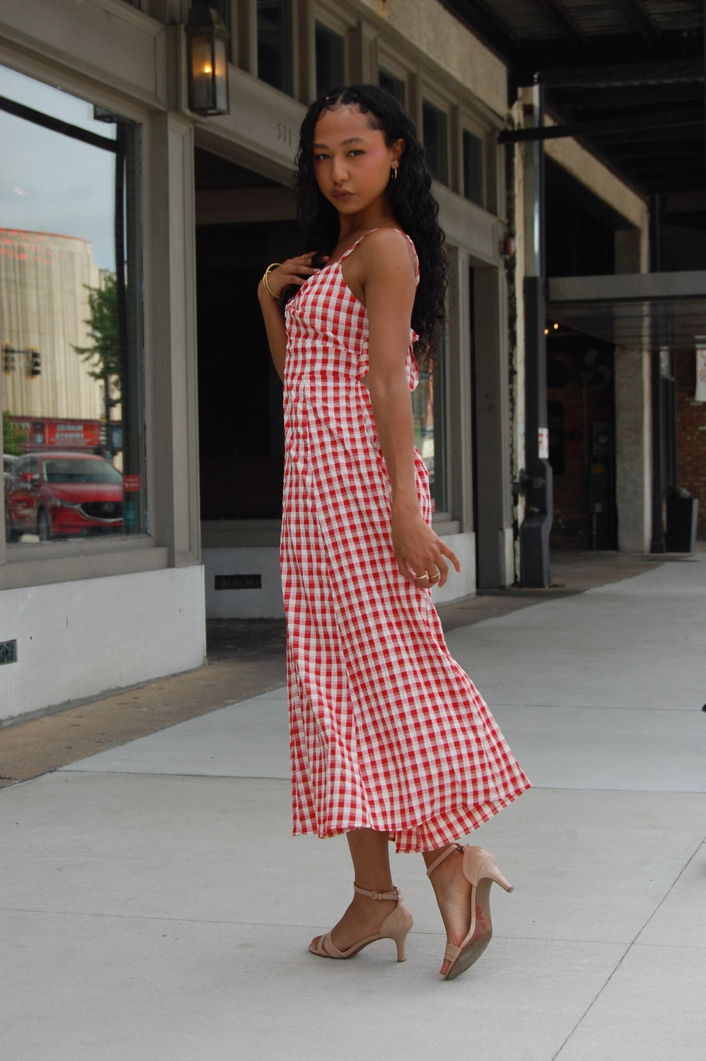 Gingham Midi Dress