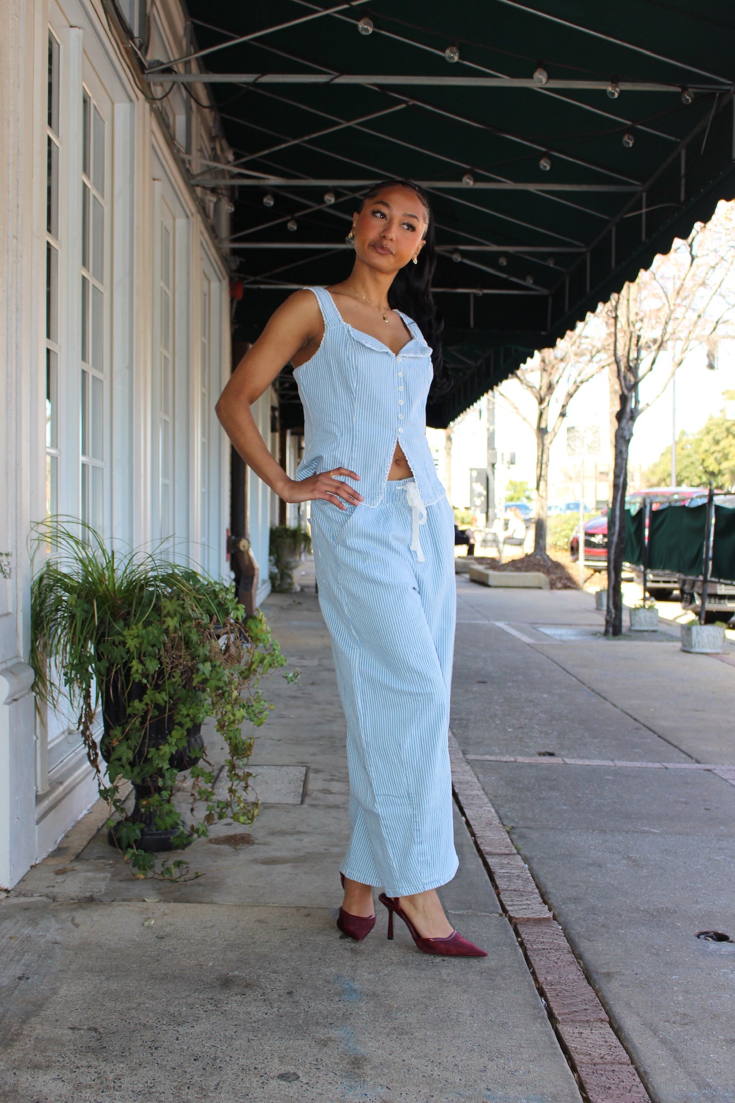 Denim Barrel Pant Set