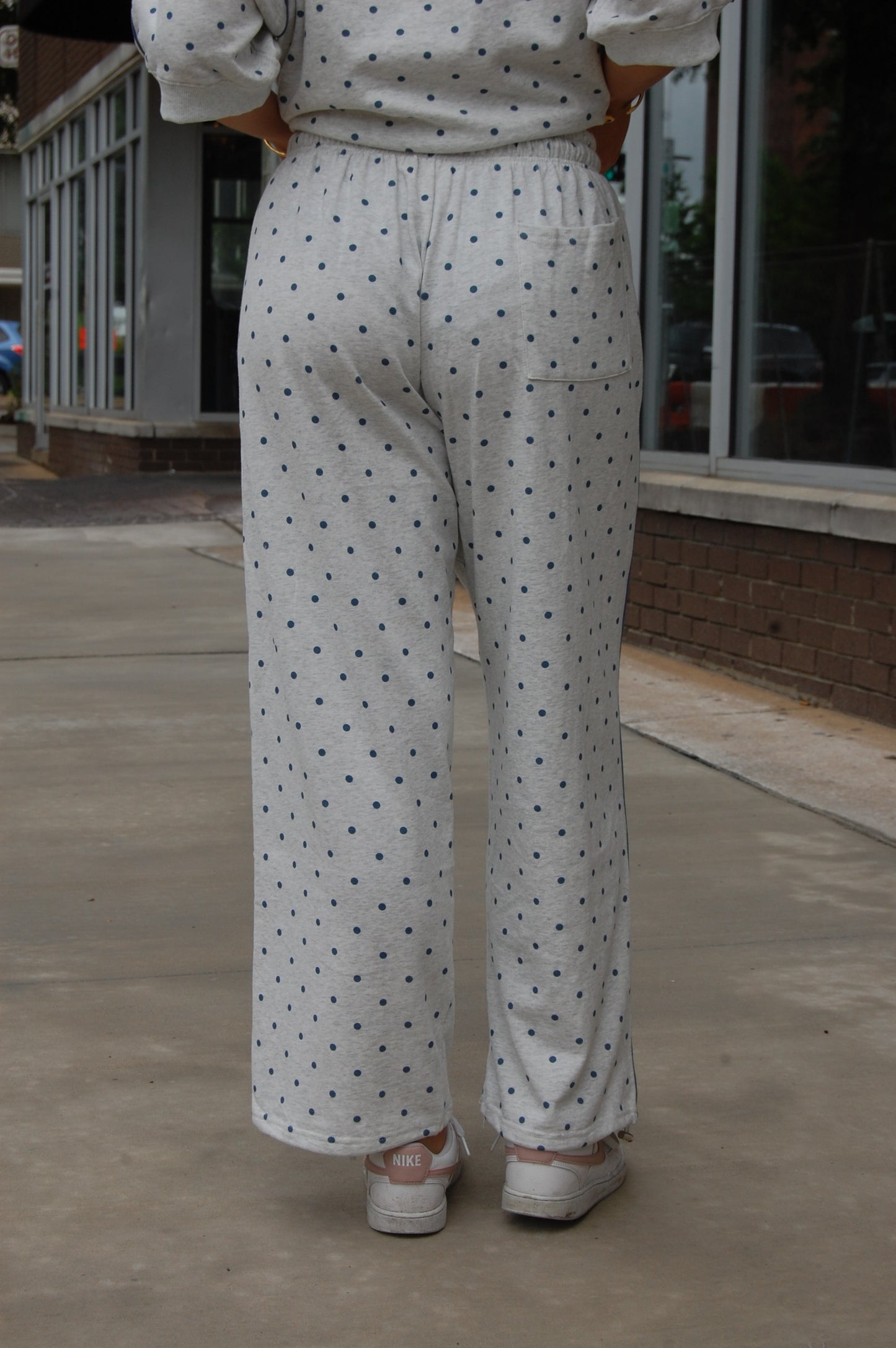 Piping Polka Dot Pants Set