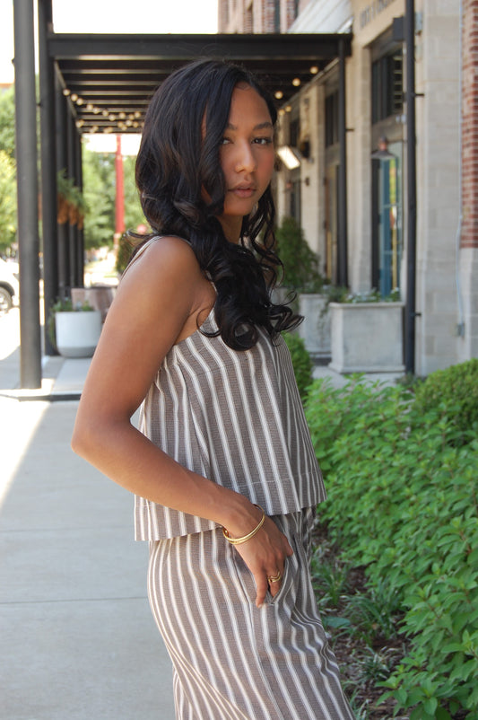 Stripe Linen Top Set
