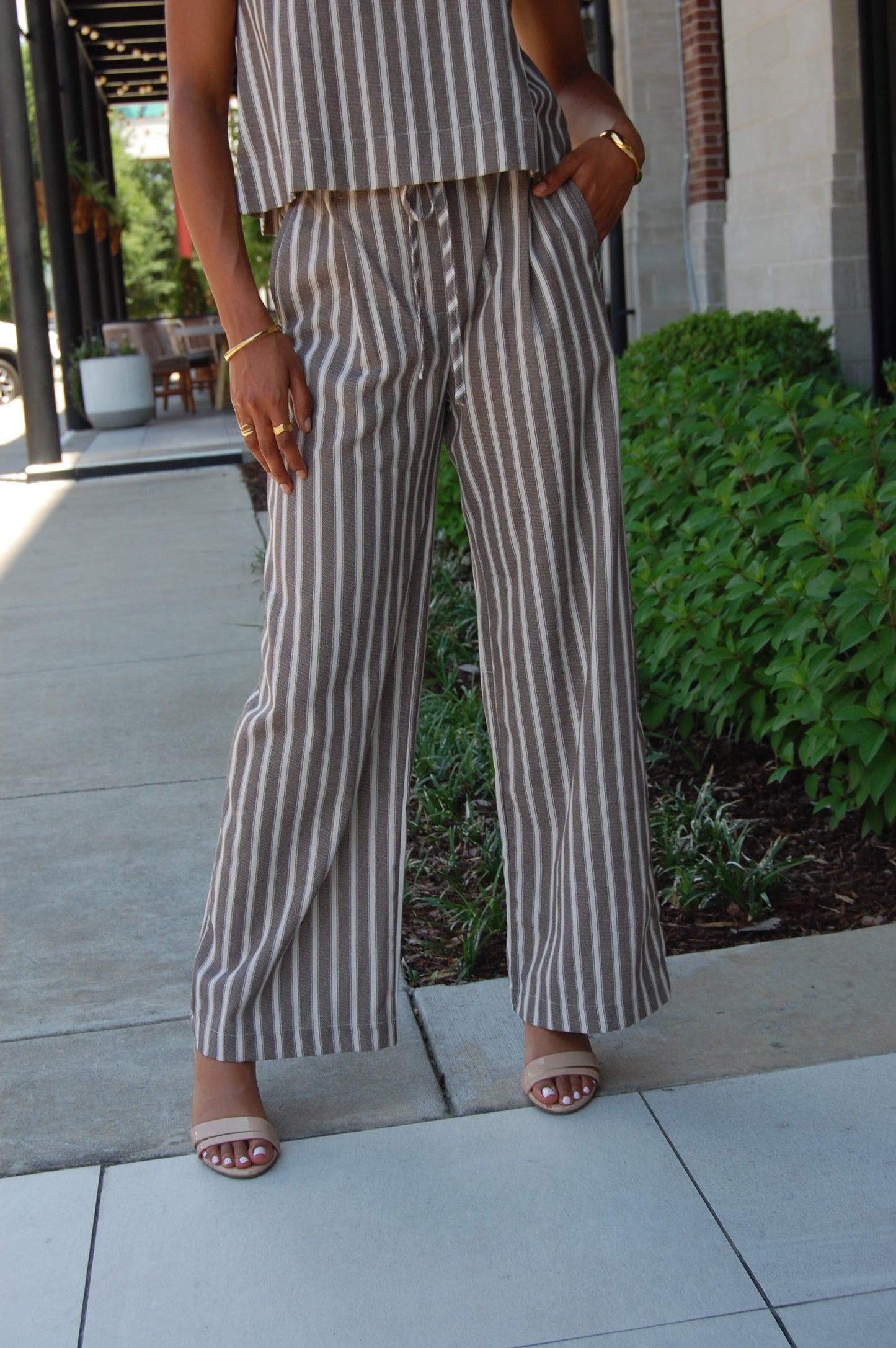 Stripe Linen Pants Set