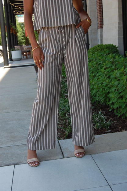 Stripe Linen Pants Set
