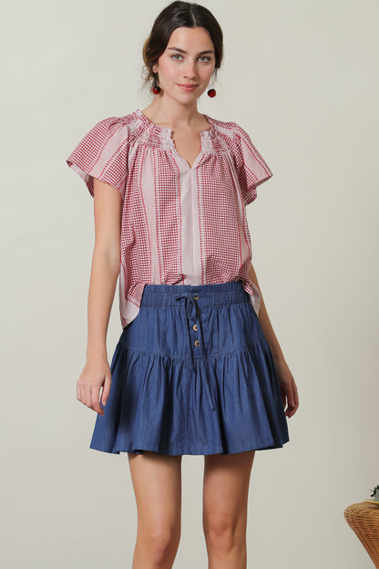 Gingham Short Sleeve Top