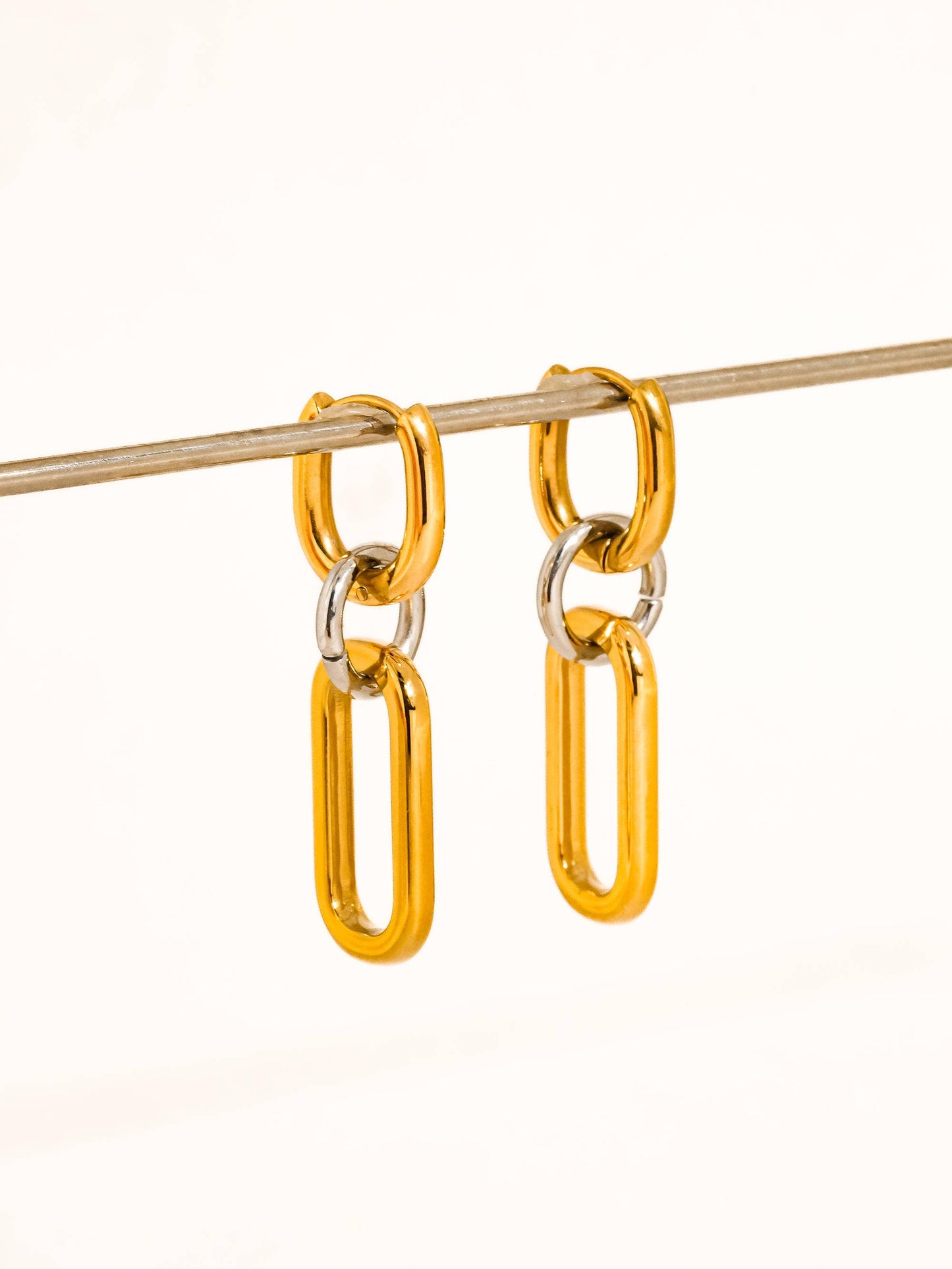 Non-Tarnish Two Tone Link Earrings