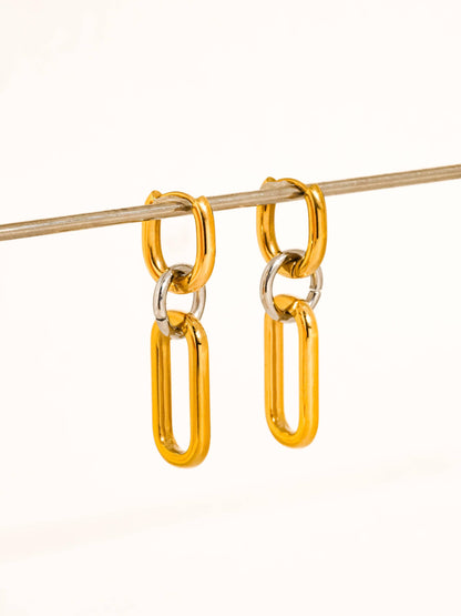 Non-Tarnish Two Tone Link Earrings