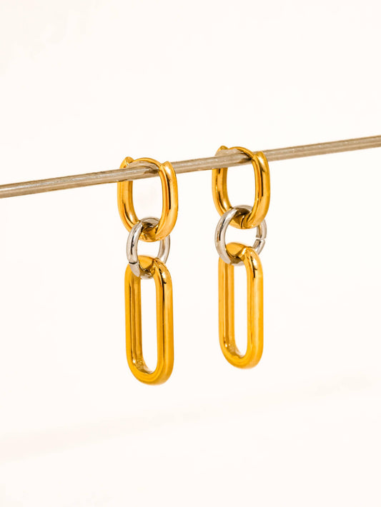 Non-Tarnish Two Tone Link Earrings