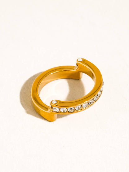Oralia 18K Gold Non-Tarnish CZ Pave Band Ring