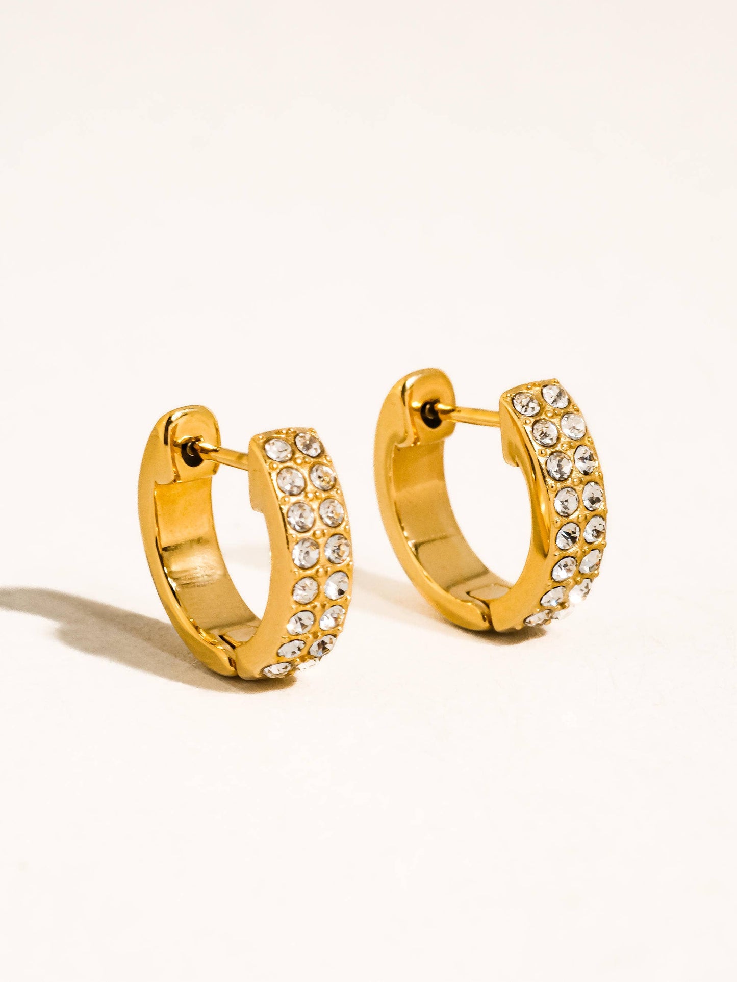 Non-Tarnish CZ Pave Huggie Earrings