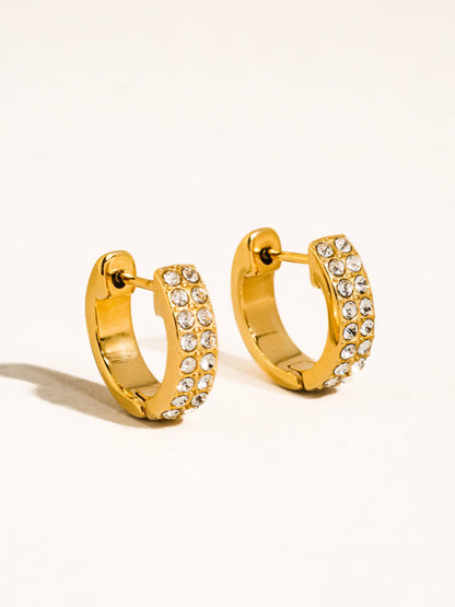 Non-Tarnish CZ Pave Huggie Earrings