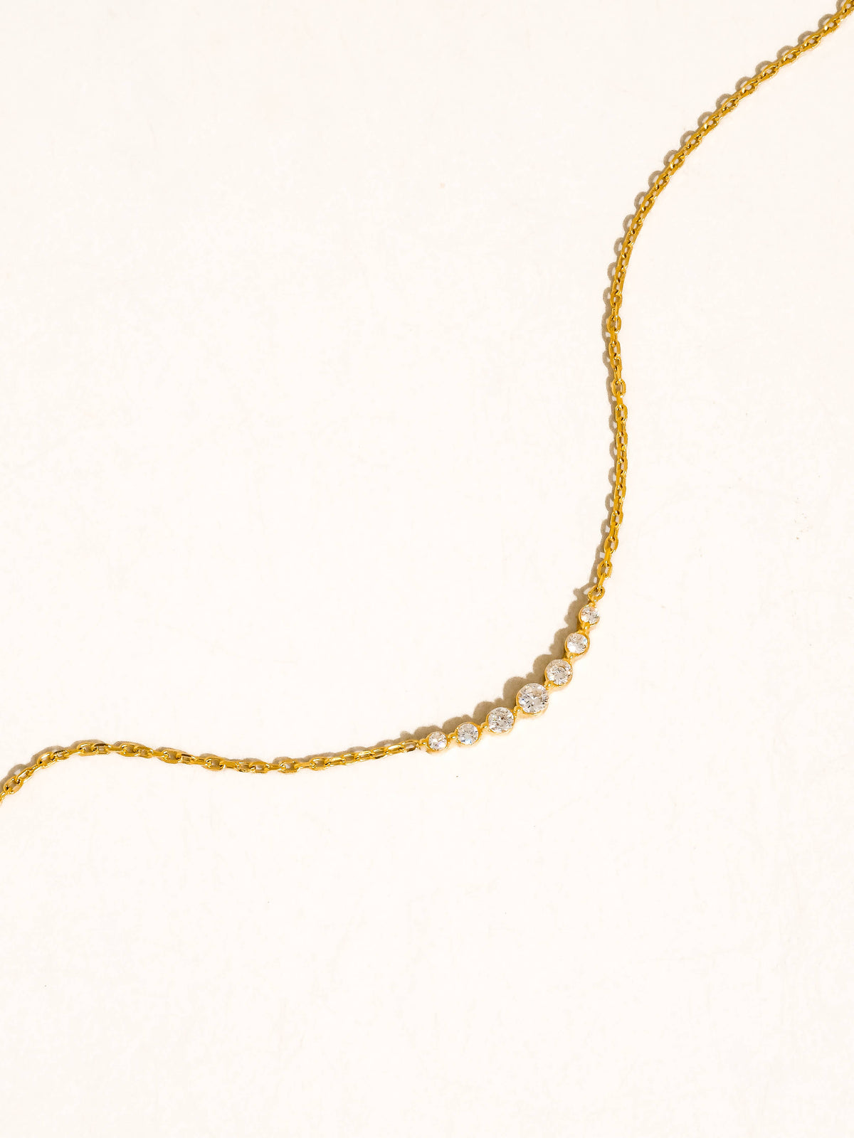 Non-Tarnish Crystal Station Chain Necklace