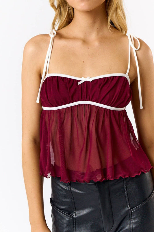 MESH BABYDOLL TOP