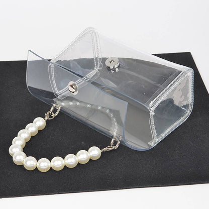 Transparent Pearl Handle Flap Bag