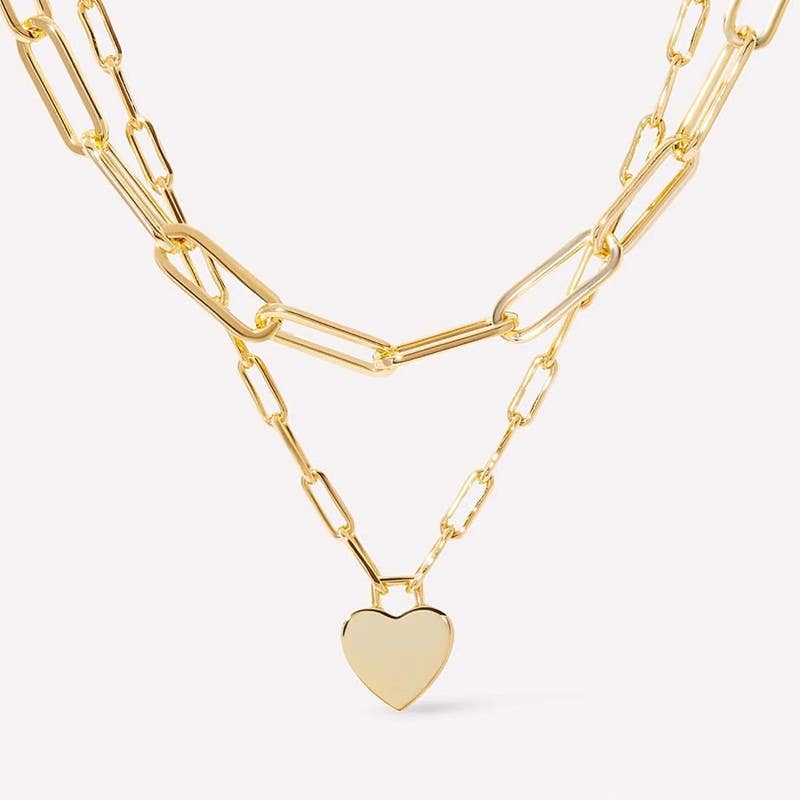 Non Tarnish Layered Heart Necklace