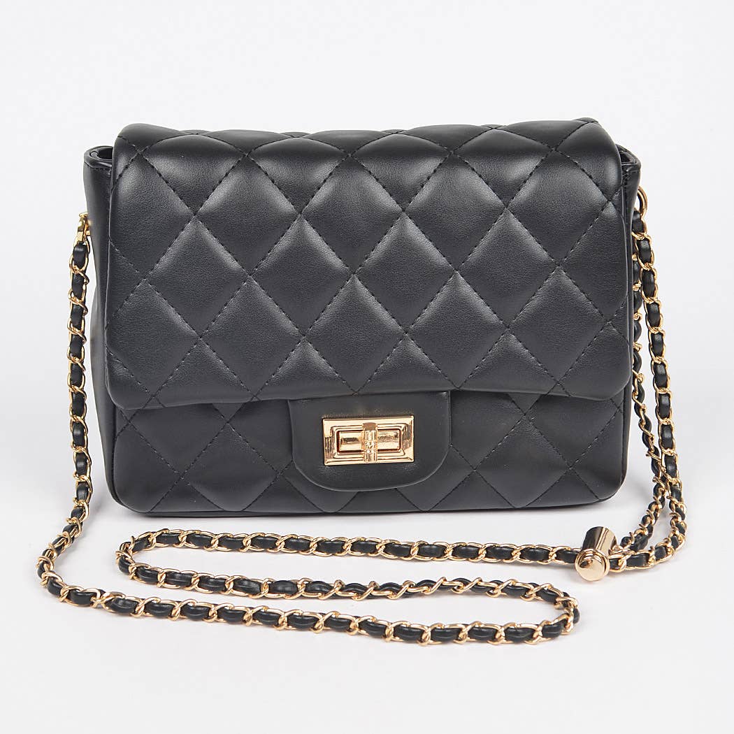 Quilted Faux Leather Flap Bag