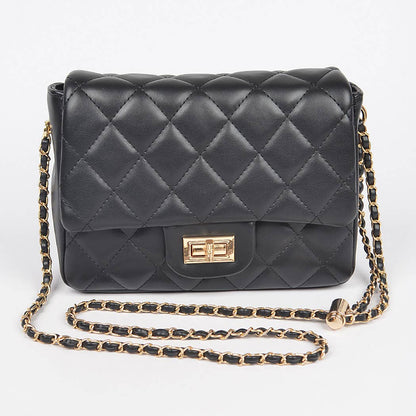 Quilted Faux Leather Flap Bag